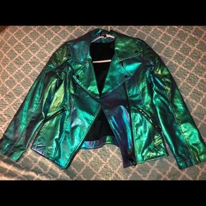 Color changing faux leather jacket